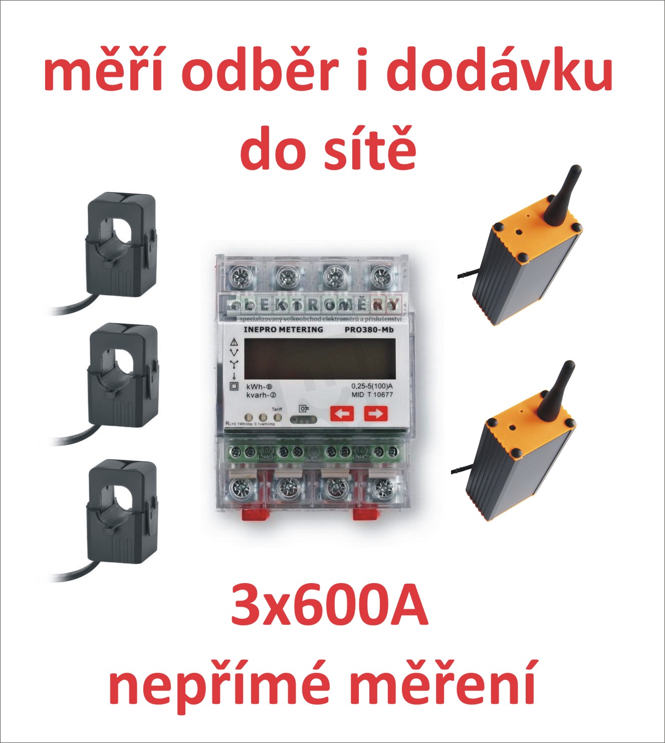 Rozšiřující sada Energomonitor 2x UNIT Optosense + 3F elektroměr + 3x sonda 600A